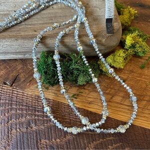 Crystal Beaded Necklace Silver and Gold Tone Set of 2